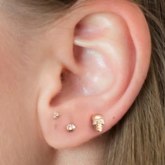 925 Sterling Silver Platinum Plated Skull CZ Punk - Picture 12 of 12